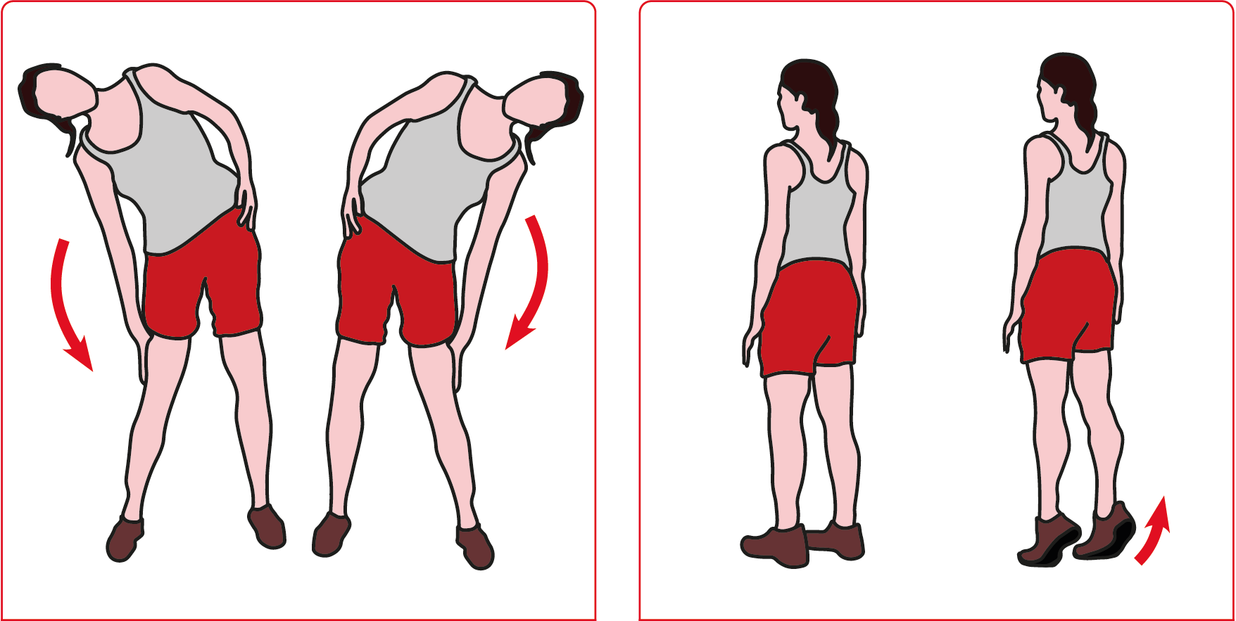 Exercise 1: Pelvic tilt Lie with your knees bent and feet on floor Breathe in and relax your upper body Breathe out and gently arch spine upwards Breathe in at the end of the pelvic tilt Breathe out and gently flatten spine Perform three times; do not try to get too high; keep hold of pelvic muscle while moving